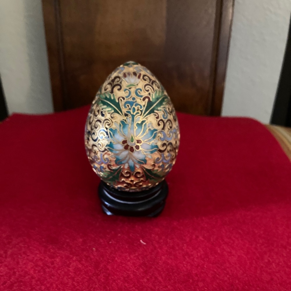 Ceramic Asian Decorative Egg and Stand